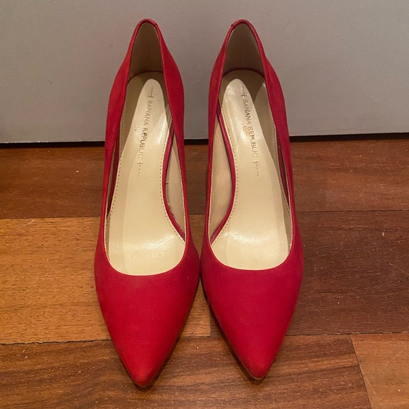 Banana Republic Shoes - Banana Republic Red Suede Stiletto Pumps, Size 8